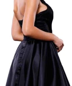 Nox Anabel - 6217 Illusion Laced Halter Short Prom Dress 17 Nox Anabel - 6217 Illusion Laced Halter Short Prom Dress