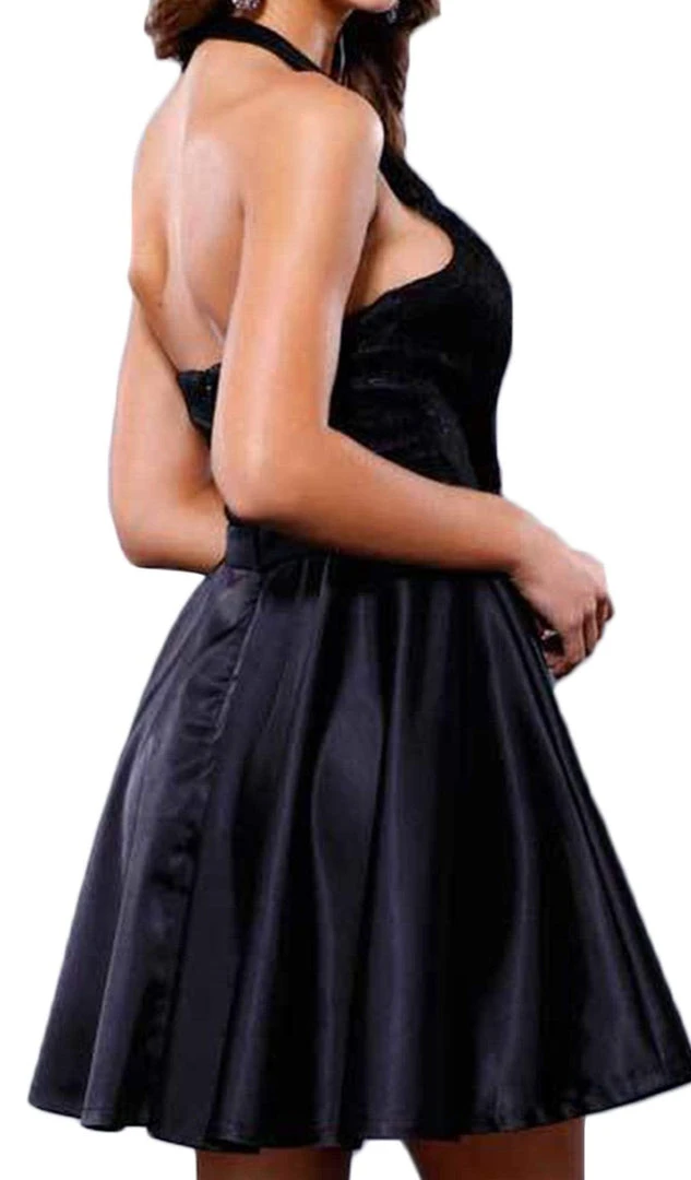 Nox Anabel - 6217 Illusion Laced Halter Short Prom Dress 9 Nox Anabel - 6217 Illusion Laced Halter Short Prom Dress