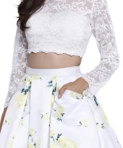 Nox Anabel - 6220 Long Sleeve Illusion Bateau Floral Cocktail Dress Cocktail Dresses 7 Nox Anabel - 6220 Long Sleeve Illusion Bateau Floral Cocktail Dress Cocktail Dresses