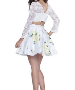 Nox Anabel - 6220 Long Sleeve Illusion Bateau Floral Cocktail Dress Cocktail Dresses 8 Nox Anabel - 6220 Long Sleeve Illusion Bateau Floral Cocktail Dress Cocktail Dresses