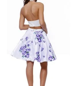 Cocktail Dresses Nox Anabel - 6222 Two-Piece Halter Floral Print Cocktail Dress
