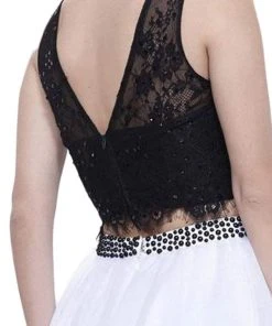 Nox Anabel - 6224 Two-Piece Lace Bateau Flutter Cocktail Dress Cocktail Dresses