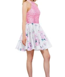 Nox Anabel - 6226 Embroidered High Halter Cocktail Dress