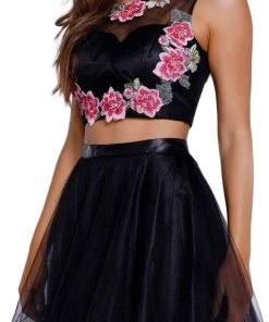 Nox Anabel - 6228 Embroidered Two-Piece Short A-line Dress Cocktail Dresses