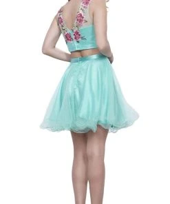 Nox Anabel - 6228 Embroidered Two-Piece Short A-line Dress Cocktail Dresses