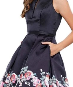 Nox Anabel - 6233 Chic Floral-Printed Bateau Cocktail Dress 7 Nox Anabel - 6233 Chic Floral-Printed Bateau Cocktail Dress