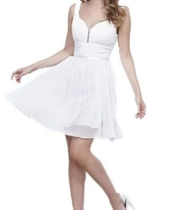 Cocktail Dresses Nox Anabel - 6242 Ruched V-Neck A-line Cocktail Dress