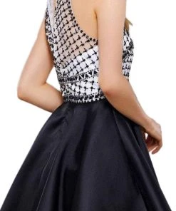 Nox Anabel - 6243 High Halter Illusion Lattice Cocktail Dress 9 Nox Anabel - 6243 High Halter Illusion Lattice Cocktail Dress