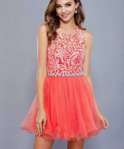 Nox Anabel - 6252 Embroidered Bodice Tulle Short Party Dress Cocktail Dresses 19 Nox Anabel - 6252 Embroidered Bodice Tulle Short Party Dress Cocktail Dresses