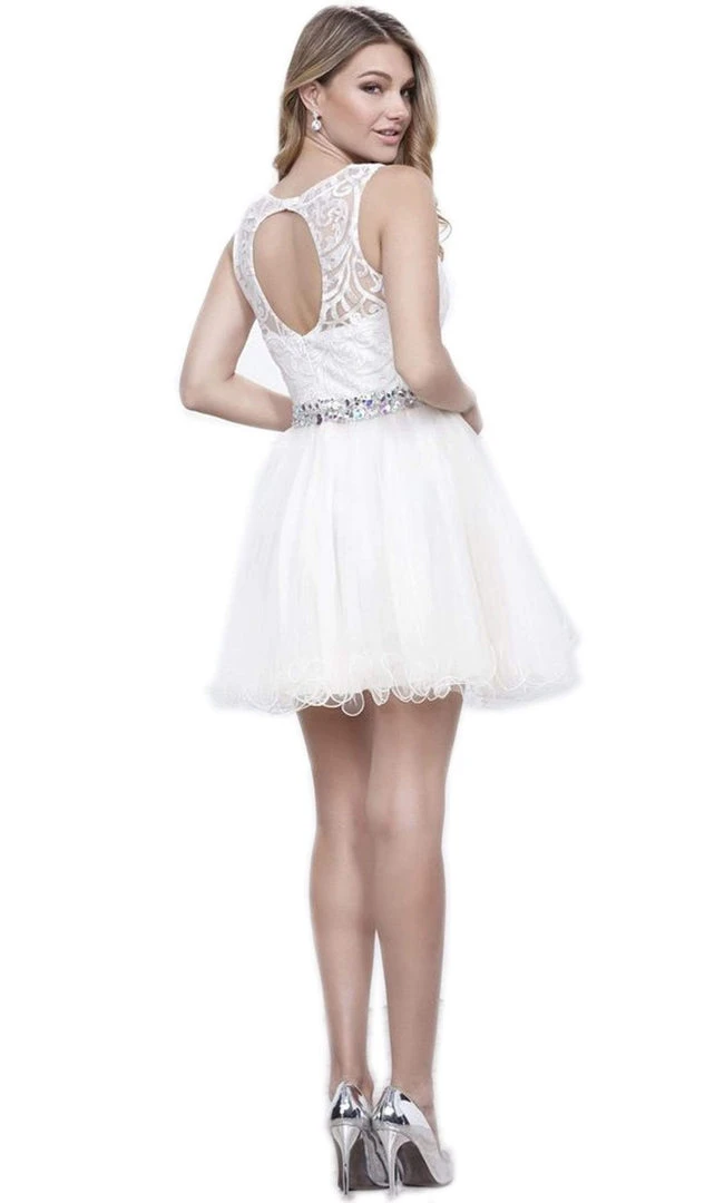 Nox Anabel - 6252 Embroidered Bodice Tulle Short Party Dress Cocktail Dresses 8 Nox Anabel - 6252 Embroidered Bodice Tulle Short Party Dress Cocktail Dresses