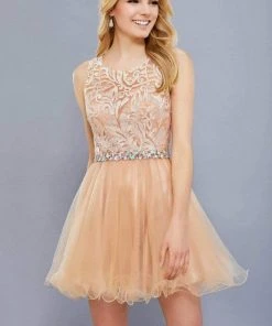 Nox Anabel - 6252 Embroidered Bodice Tulle Short Party Dress Cocktail Dresses 21 Nox Anabel - 6252 Embroidered Bodice Tulle Short Party Dress Cocktail Dresses