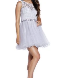 Nox Anabel - 6252 Embroidered Bodice Tulle Short Party Dress Cocktail Dresses