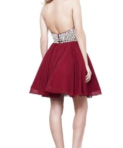 Nox Anabel - 6257 Beaded Yoke Halter A-Line Dress