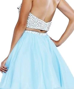 Nox Anabel - 6257 Beaded Yoke Halter A-Line Dress