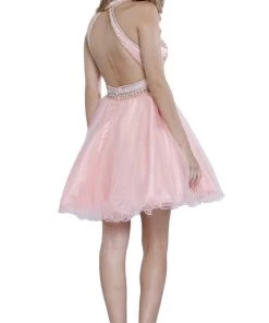 Nox Anabel - 6260 High Halter Keyhole Embellished Dress 13 Nox Anabel - 6260 High Halter Keyhole Embellished Dress