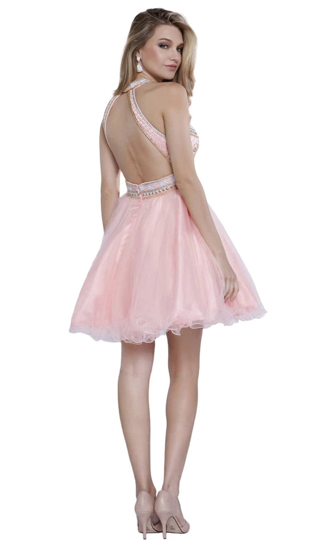 Nox Anabel - 6260 High Halter Keyhole Embellished Dress 8 Nox Anabel - 6260 High Halter Keyhole Embellished Dress