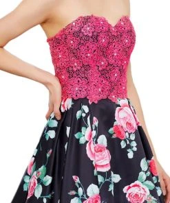 Nox Anabel - 6270 Two-Piece Lace Corset Floral Cocktail Dress Cocktail Dresses