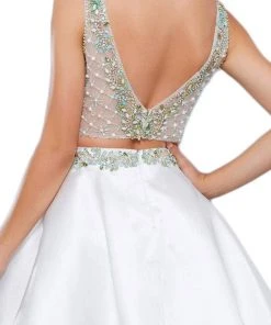 Cocktail Dresses Nox Anabel - 6275 Two-Piece Bejeweled V-Neck Dress