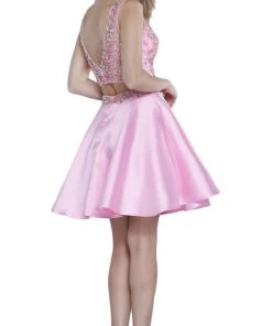 Cocktail Dresses Nox Anabel - 6275 Two-Piece Bejeweled V-Neck Dress