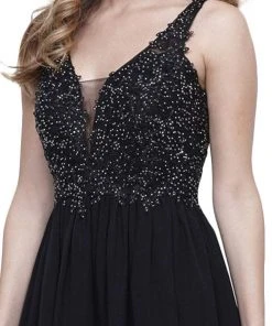 Nox Anabel - 6291 Beaded V-neck Scoop Back A-line Cocktail Dress Cocktail Dresses 10 Nox Anabel - 6291 Beaded V-neck Scoop Back A-line Cocktail Dress Cocktail Dresses