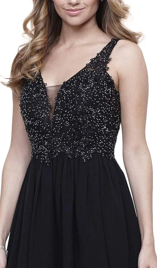 Nox Anabel - 6291 Beaded V-neck Scoop Back A-line Cocktail Dress Cocktail Dresses 4 Nox Anabel - 6291 Beaded V-neck Scoop Back A-line Cocktail Dress Cocktail Dresses