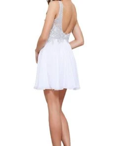 Nox Anabel - 6291 Beaded V-neck Scoop Back A-line Cocktail Dress Cocktail Dresses 15 Nox Anabel - 6291 Beaded V-neck Scoop Back A-line Cocktail Dress Cocktail Dresses