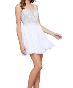 Nox Anabel - 6291 Beaded V-neck Scoop Back A-line Cocktail Dress Cocktail Dresses 14 Nox Anabel - 6291 Beaded V-neck Scoop Back A-line Cocktail Dress Cocktail Dresses