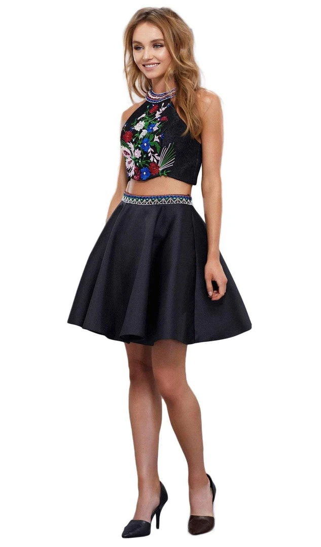 Cocktail Dresses Nox Anabel - 6303 High Haltered Two-Piece Mikado Cocktail Dress 3 Cocktail Dresses Nox Anabel - 6303 High Haltered Two-Piece Mikado Cocktail Dress