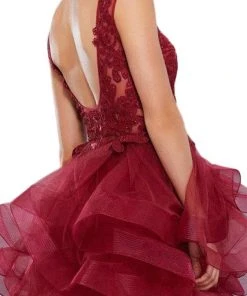 Nox Anabel - 6310 Ruffled V-neck A-line Dress Cocktail Dresses 13 Nox Anabel - 6310 Ruffled V-neck A-line Dress Cocktail Dresses