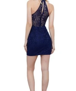 Cocktail Dresses Nox Anabel - 6334 High Haltered Lace Sheath Cocktail Dress 8 Cocktail Dresses Nox Anabel - 6334 High Haltered Lace Sheath Cocktail Dress