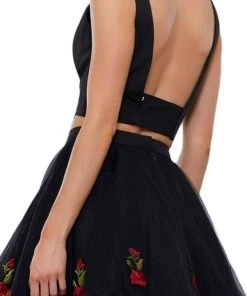 Nox Anabel - 6341 Two-Piece Floral Embroidered Cocktail Dress
