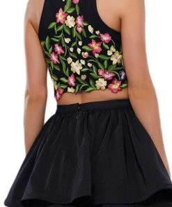 Nox Anabel - 6342 Embroidered Two Piece Tiered Cocktail Dress Cocktail Dresses