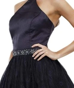 Nox Anabel - 6348 Embellished Halter Neck Cocktail Dress Plus Size Dresses