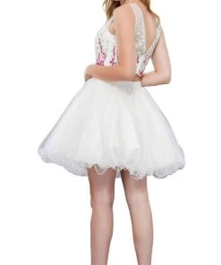 Nox Anabel - 6352 Two Piece Floral And Tulle Illusion Cocktail Dress Cocktail Dresses