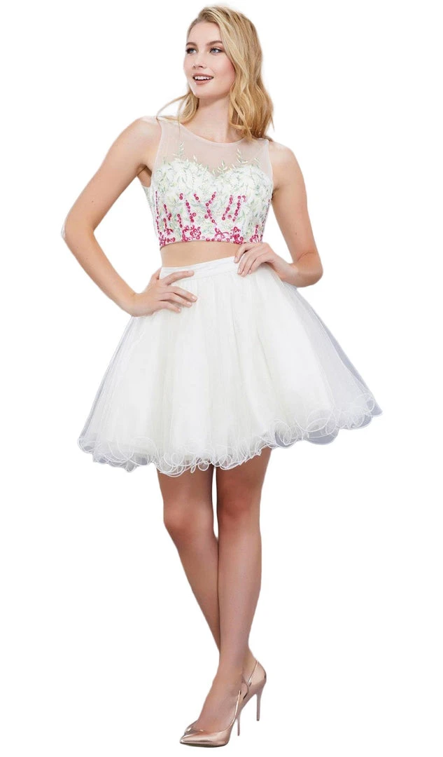 Nox Anabel - 6352 Two Piece Floral And Tulle Illusion Cocktail Dress Cocktail Dresses 3 Nox Anabel - 6352 Two Piece Floral And Tulle Illusion Cocktail Dress Cocktail Dresses