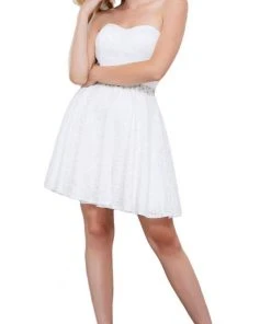 Nox Anabel - 6358 Embellished Waist Sweetheart Neckline Cocktail Dress Cocktail Dresses