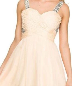 Nox Anabel - 8140 Rhinestone Embellished Ruched Long Dress Formal Gowns