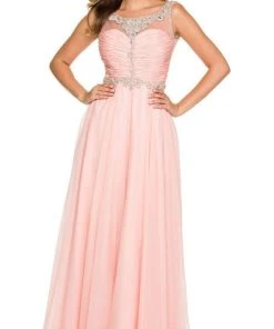 Nox Anabel - 8155 Bateau Illusion Chiffon Gown Formal Gowns 13 Nox Anabel - 8155 Bateau Illusion Chiffon Gown Formal Gowns