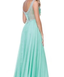 Nox Anabel - 8155 Bateau Illusion Chiffon Gown Formal Gowns 12 Nox Anabel - 8155 Bateau Illusion Chiffon Gown Formal Gowns