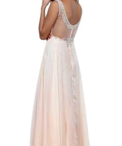 Nox Anabel - 8155 Bateau Illusion Chiffon Gown Formal Gowns 19 Nox Anabel - 8155 Bateau Illusion Chiffon Gown Formal Gowns