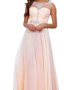 Nox Anabel - 8155 Bateau Illusion Chiffon Gown Formal Gowns 16 Nox Anabel - 8155 Bateau Illusion Chiffon Gown Formal Gowns