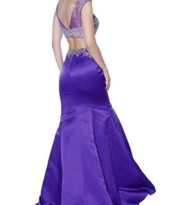 Nox Anabel - 8176 Two Piece Crystal Embellished Trumpet Gown