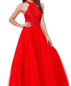 Nox Anabel - 8181 Lace Embroidered Bodice Halter Long Gown Formal Gowns 16 Nox Anabel - 8181 Lace Embroidered Bodice Halter Long Gown Formal Gowns