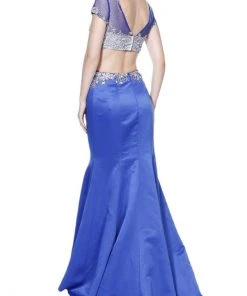 Nox Anabel - 8184 Two Piece Beaded Short Sleeves Trumpet Gown