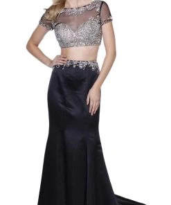 Nox Anabel - 8184 Two Piece Beaded Short Sleeves Trumpet Gown