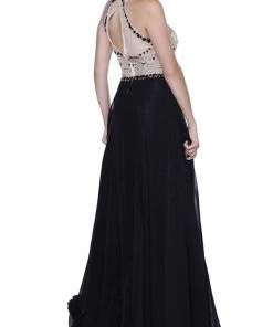Formal Gowns Nox Anabel - 8200 Bejeweled Halter Chiffon A-line Dress
