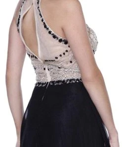 Formal Gowns Nox Anabel - 8200 Bejeweled Halter Chiffon A-line Dress