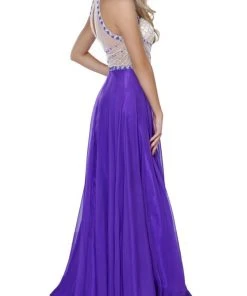 Formal Gowns Nox Anabel - 8200 Bejeweled Halter Chiffon A-line Dress