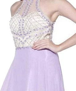 Nox Anabel - 8201 Beaded Sleeveless Halter Long Gown