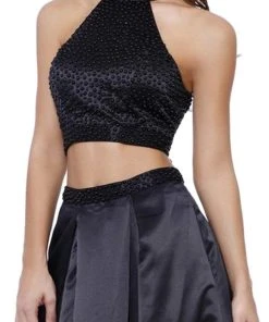 Nox Anabel - 8229 Two Piece Beaded Halter Evening Dress Formal Gowns